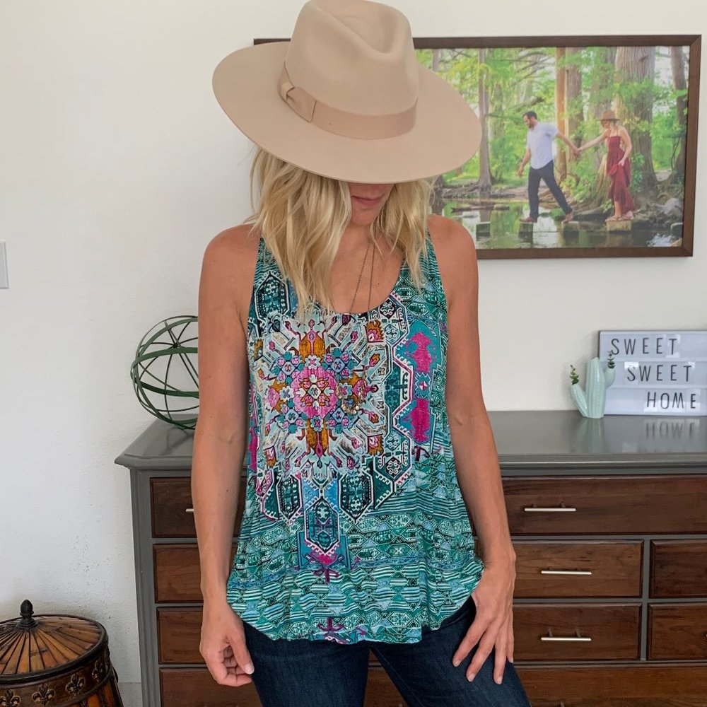 Umgee Color Abstract Print Tank Top - image 1